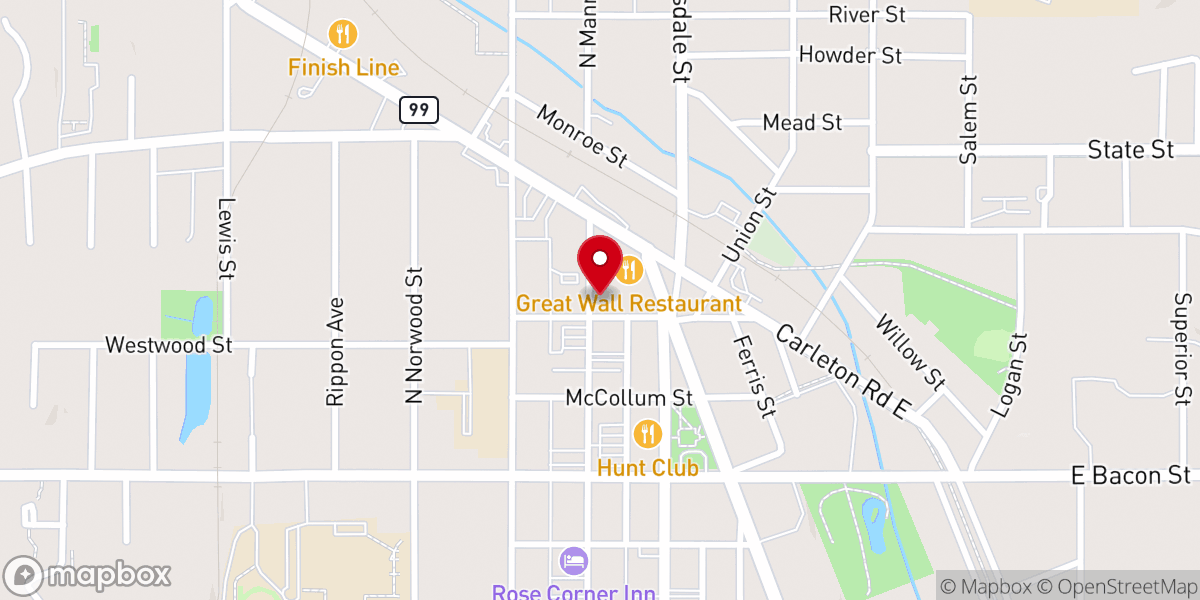 Map showing location of First Presbyterian Church
