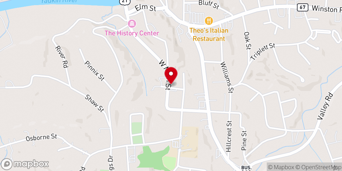 Map showing location of Jonesville Pentecostal Holiness Church