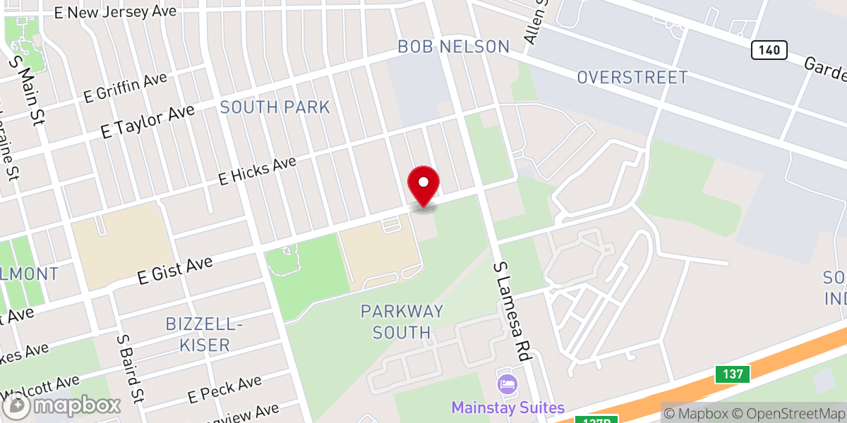 Map showing location of Travis Baptist Church