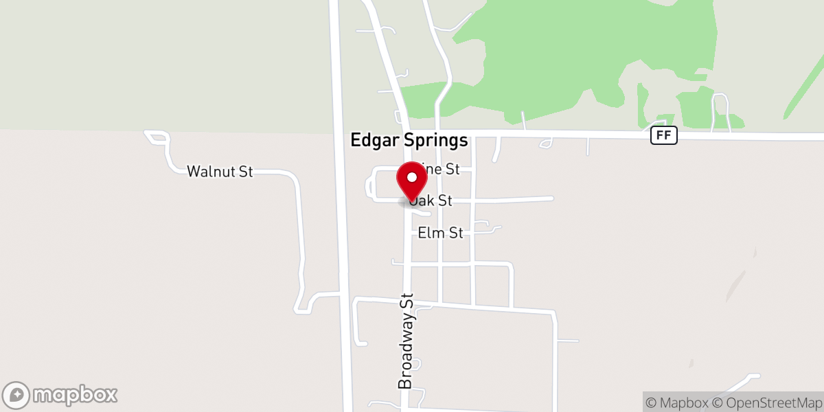 Map showing location of Edgar Springs Assembly of God Church