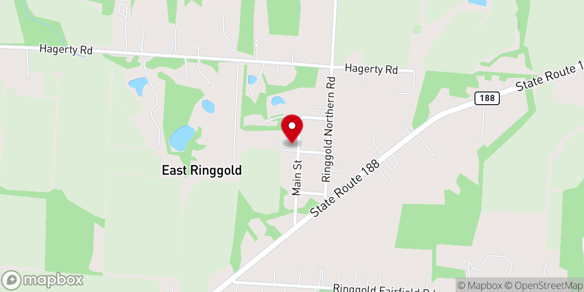 Map showing location of East Ringgold United Methodist