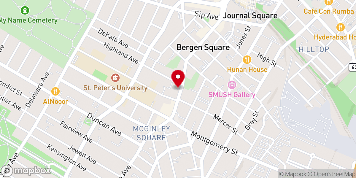Map showing location of Old Bergen Church