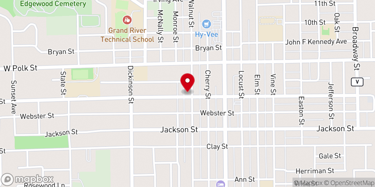 Map showing location of St John's Lutheran Church