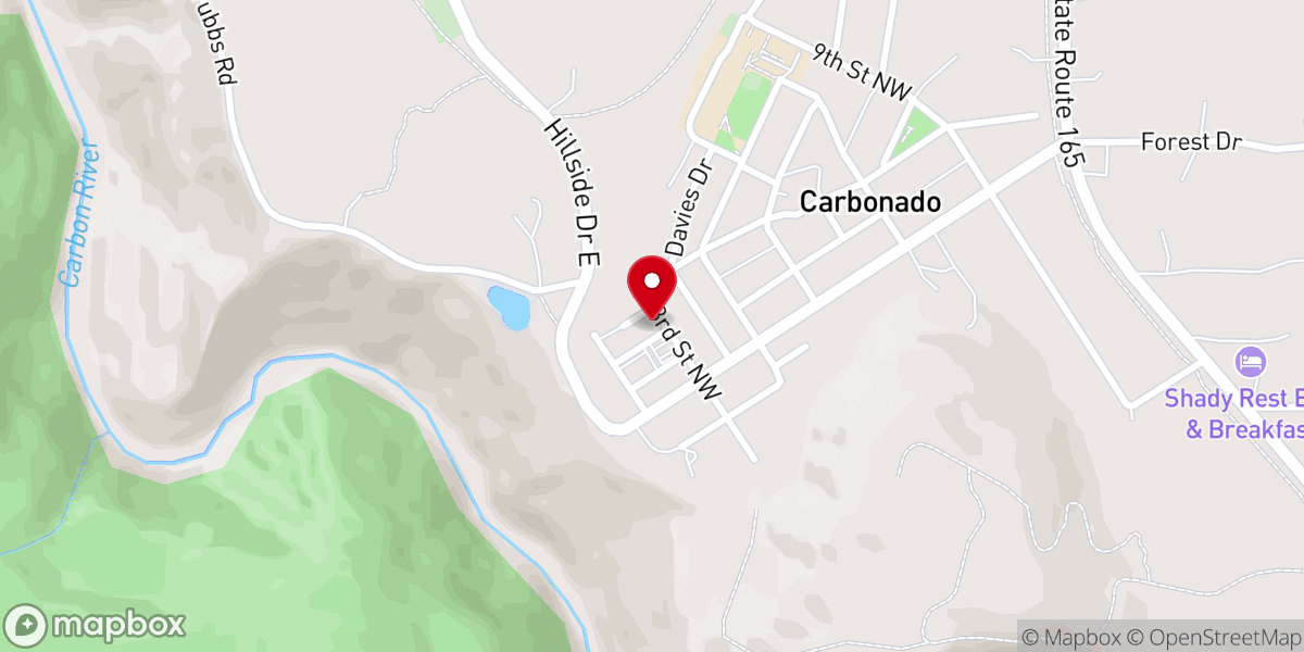 Map showing location of Carbonado Community Church
