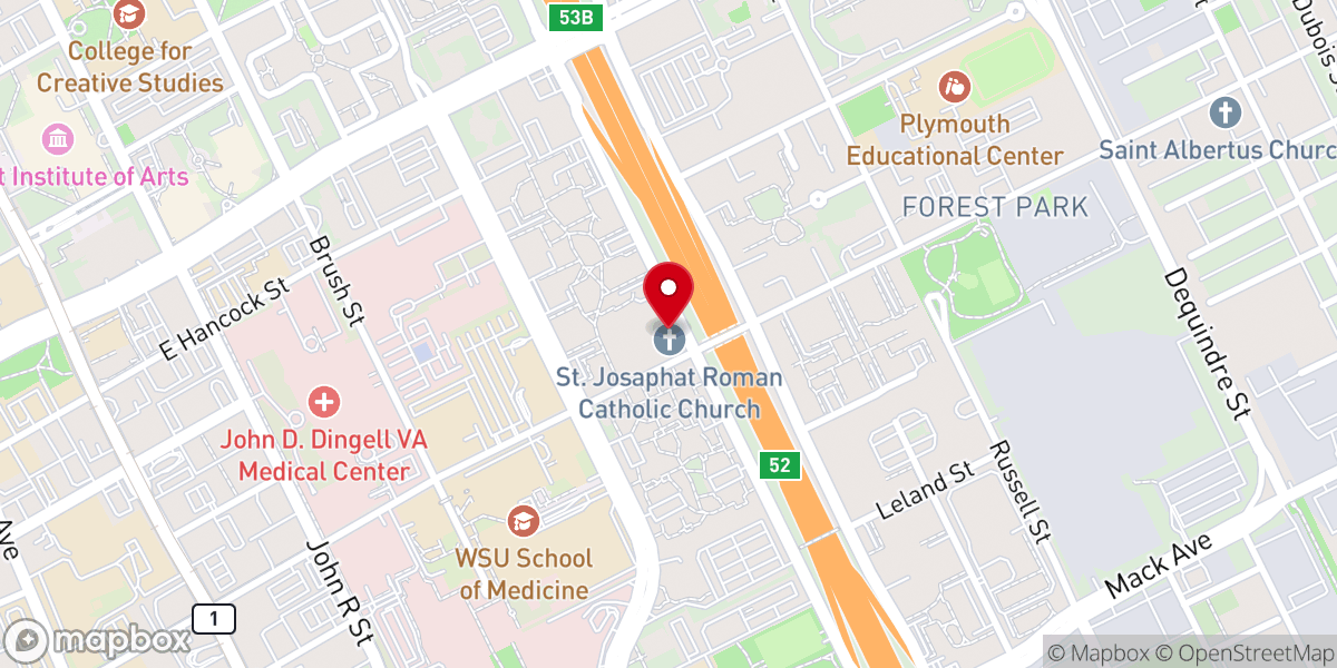 Map showing location of St. Josaphat Catholic Church
