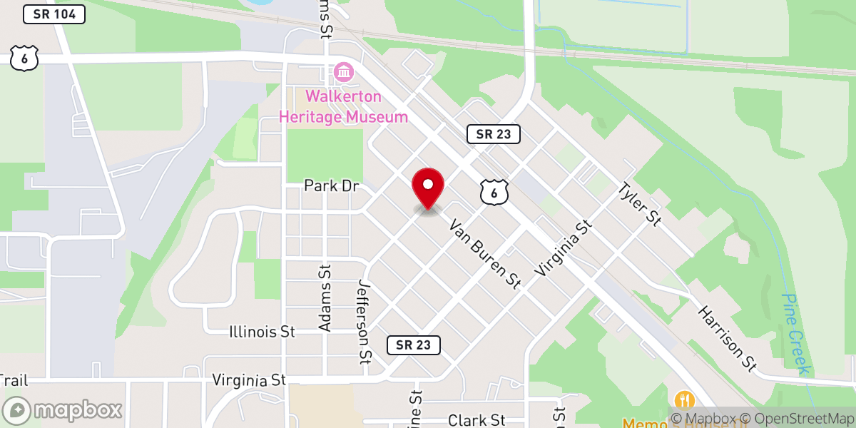 Map showing location of Walkerton Bible Baptist Church