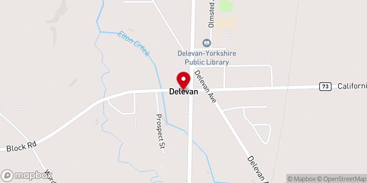 Map showing location of Delevan