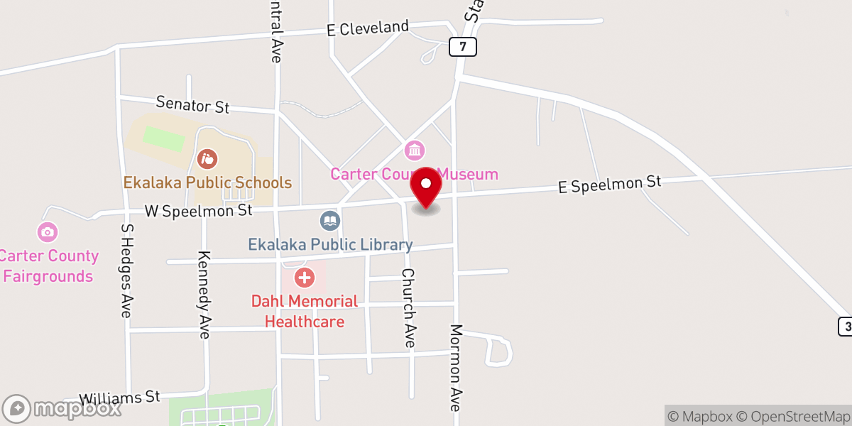 Map showing location of Ekalaka Bible Church