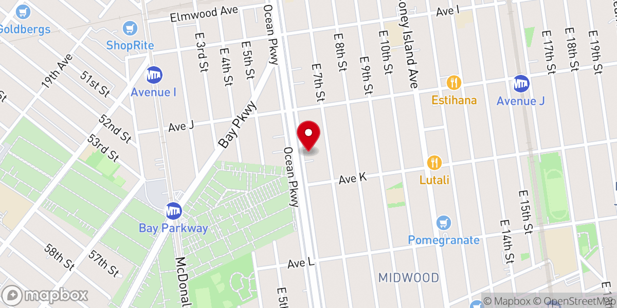 Map showing location of Congregation Oneg Betorah