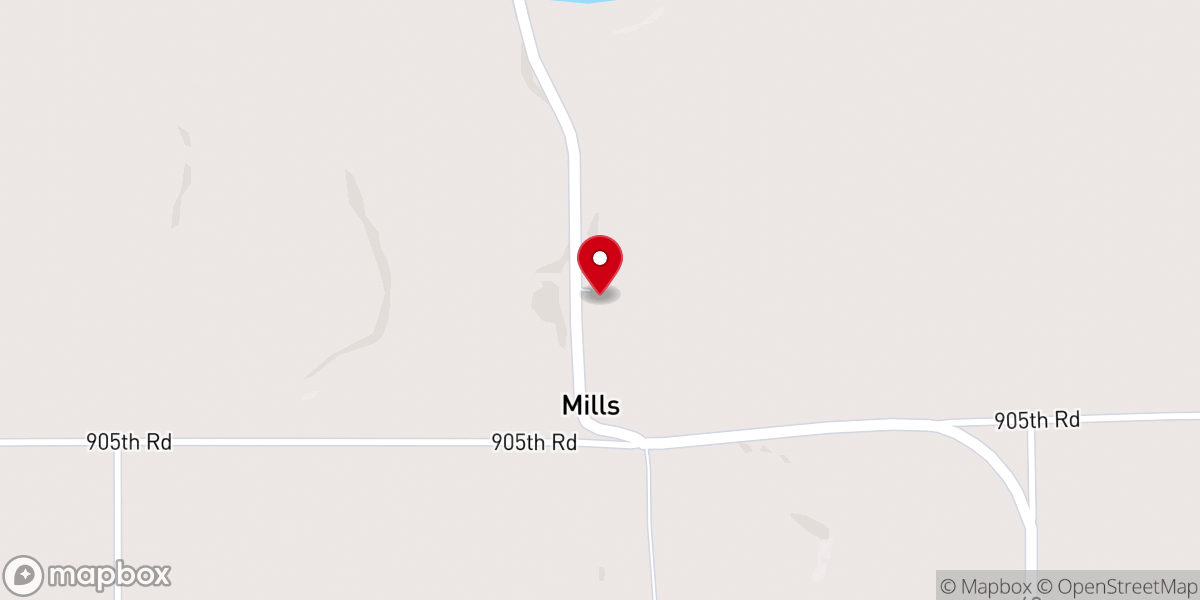 Map showing location of Mills Community Church