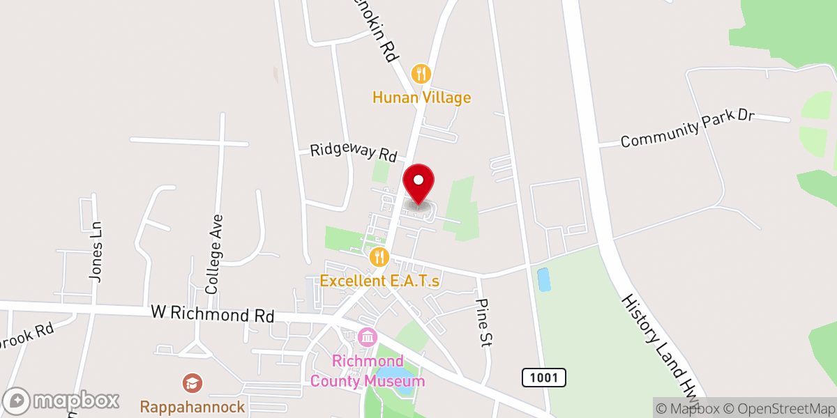 Map showing location of Warsaw Baptist Church