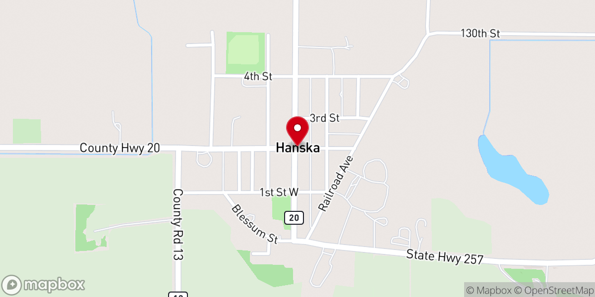 Map showing location of Hanska