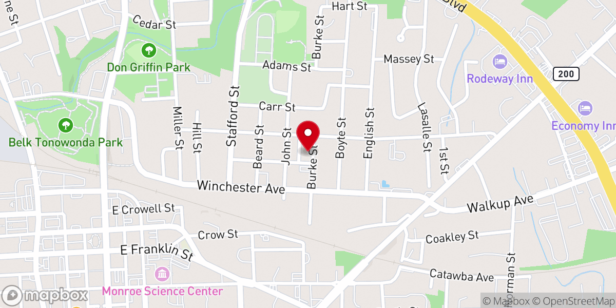 Map showing location of Friendship Baptist Church