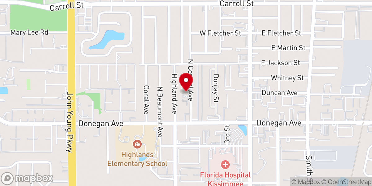 Map showing location of North Kissimmee Baptist Church