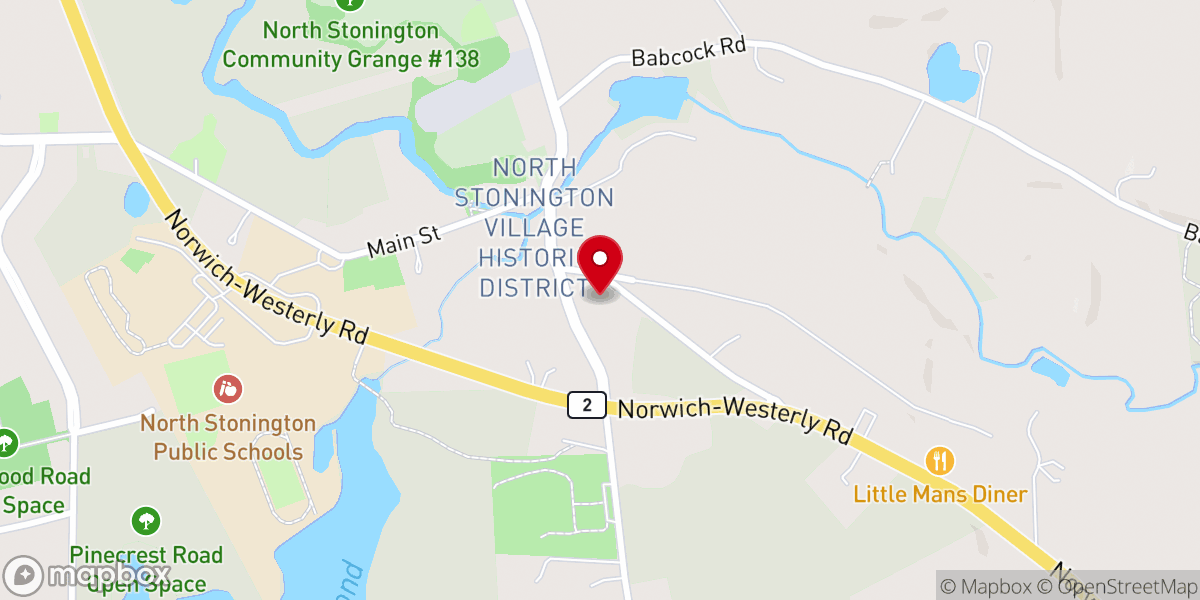 Map showing location of North Stonington Baptist Church