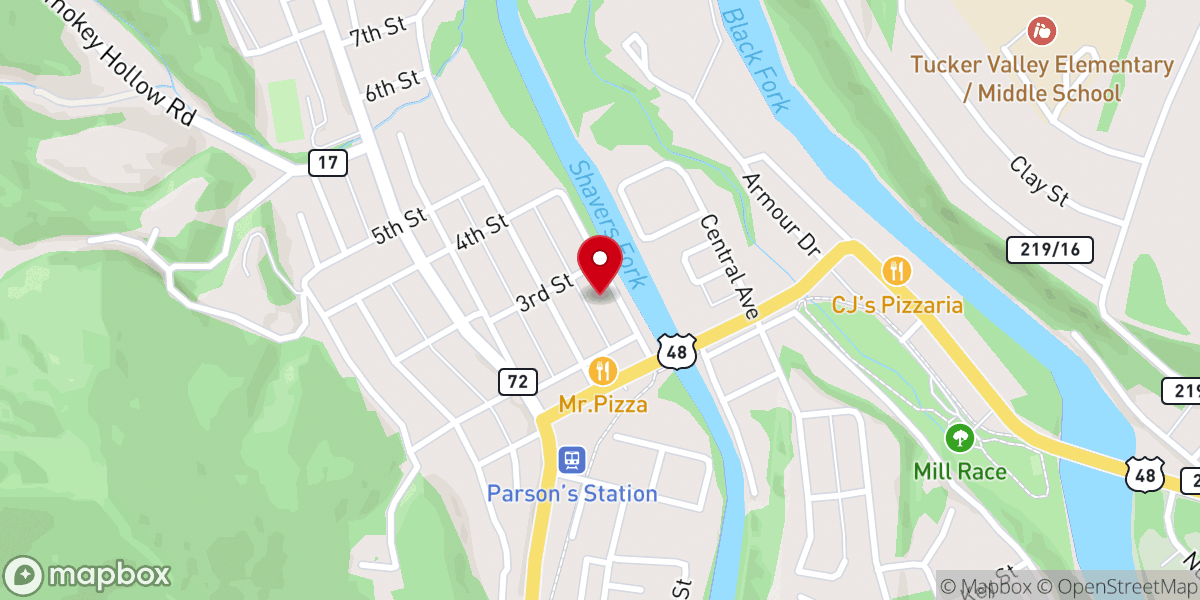 Map showing location of First Baptist Church