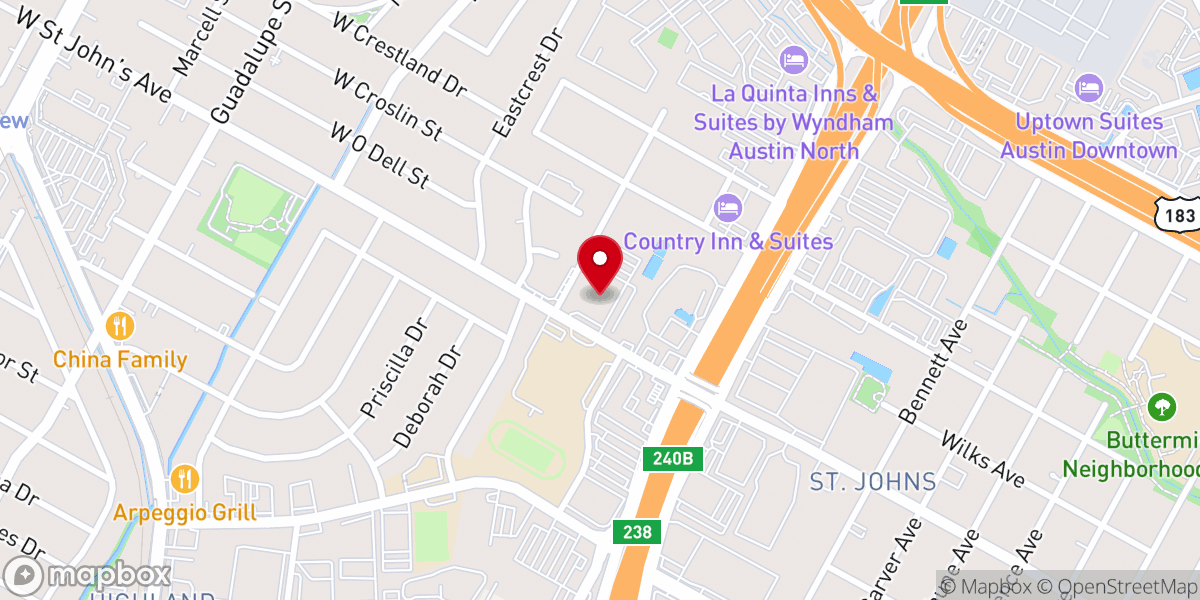 Map showing location of The Austin Stone St. John