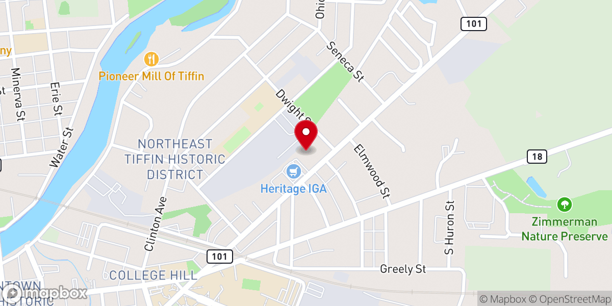 Map showing location of Tiffin Freewill Baptist Church