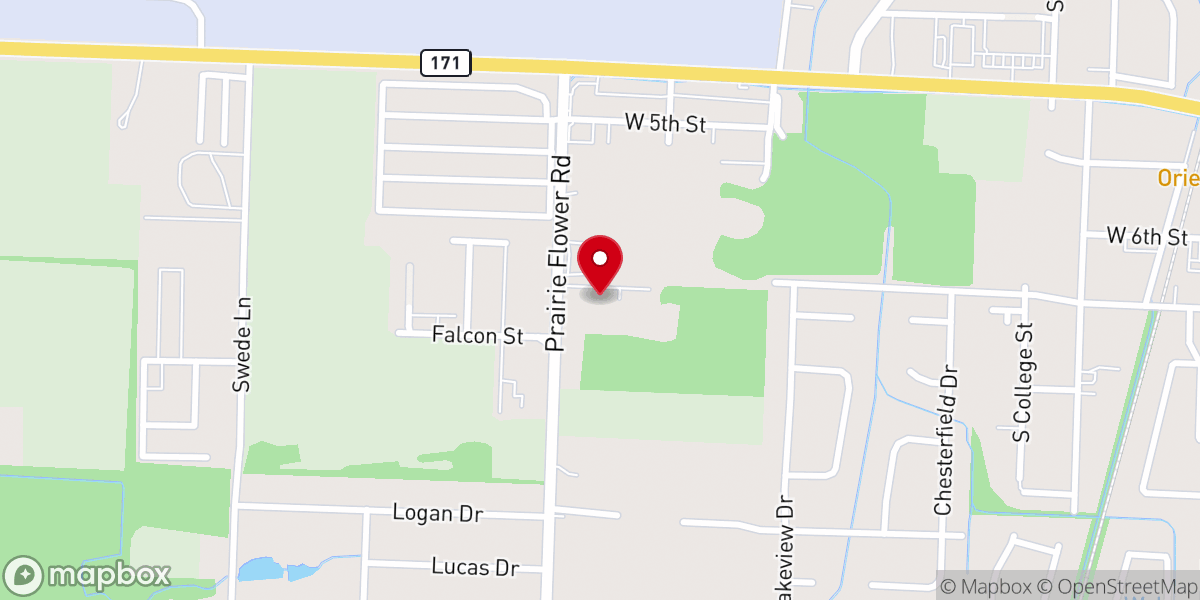 Map showing location of Prairie Flower Bible Church