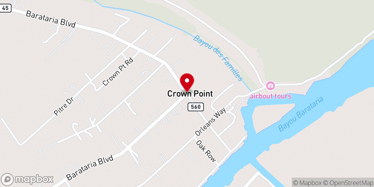 Map showing location of Crown Point