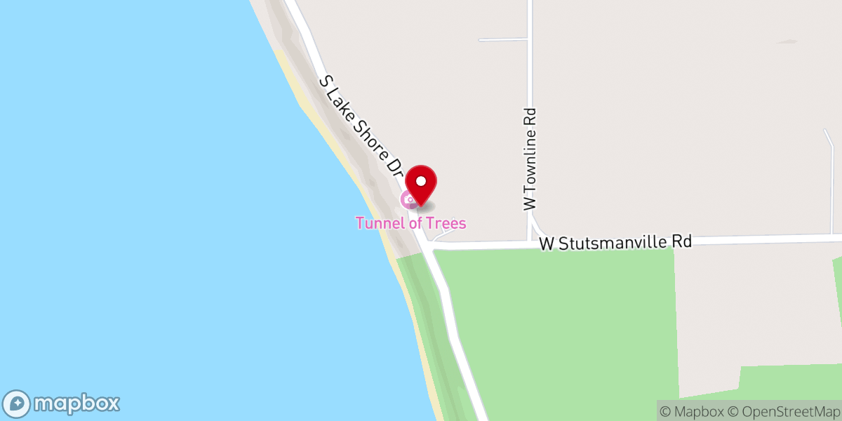 Map showing location of Tunnel of Trees