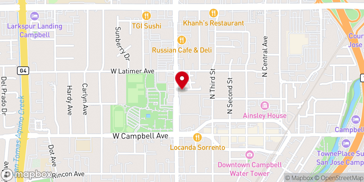 Map showing location of San Jose Korean Central Church