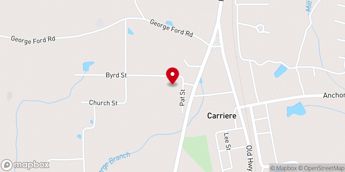 Map showing location of New Hebron Baptist Church