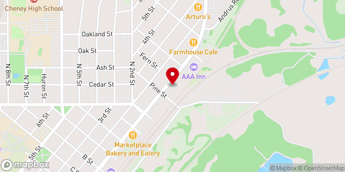 Map showing location of Harvest Church Cheney