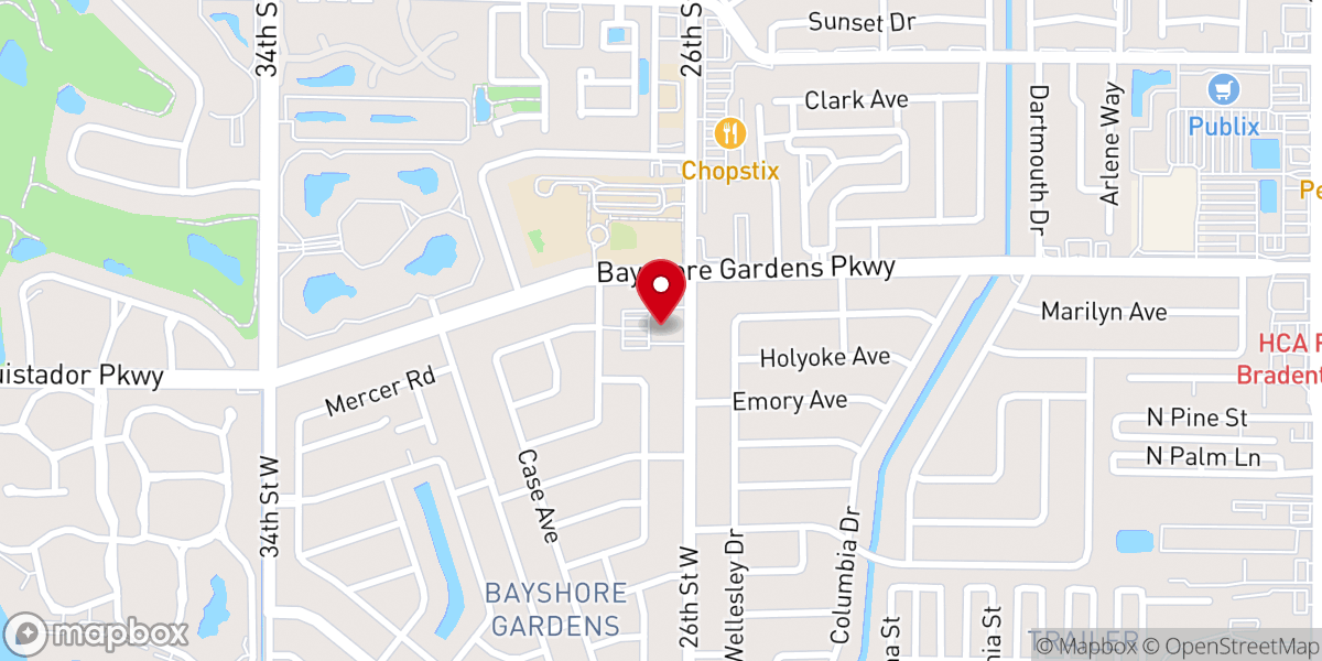 Map showing location of Bayshore Baptist Church
