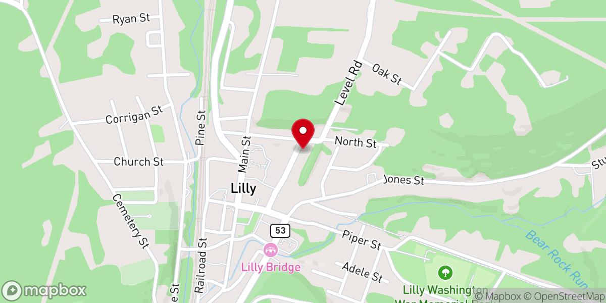 Map showing location of Lilly United Methodist Church