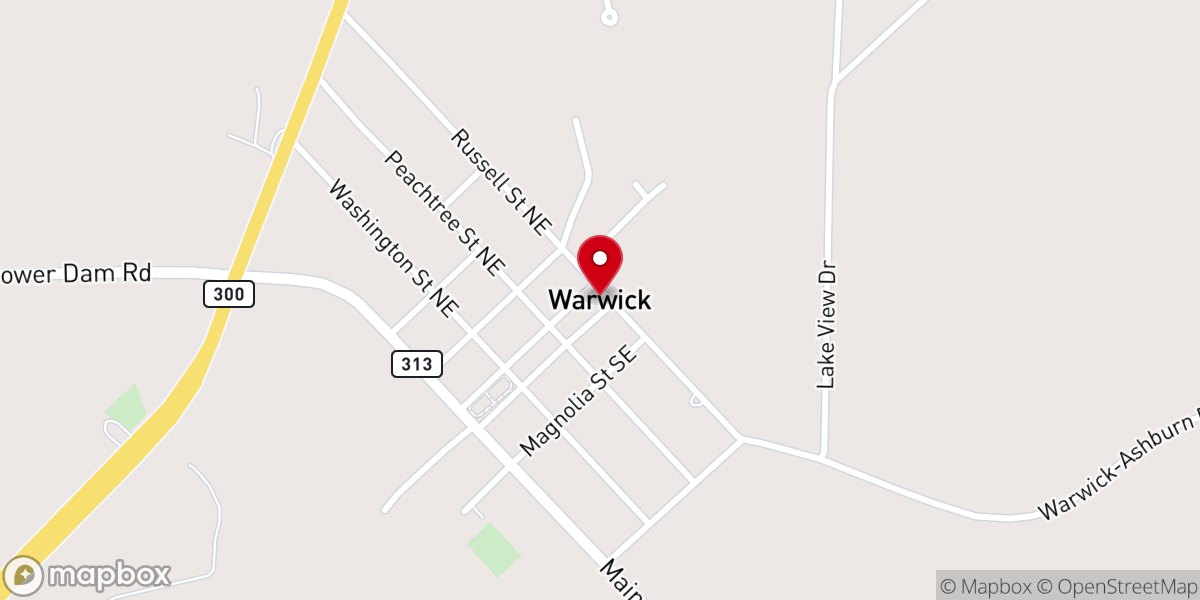 Map showing location of Warwick