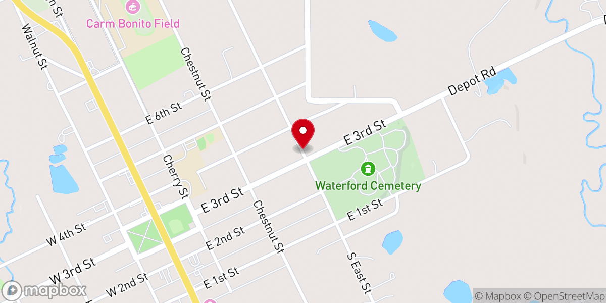 Map showing location of Waterford Baptist Church