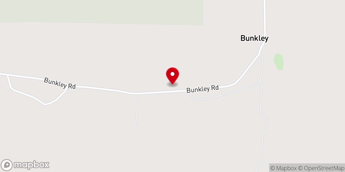 Map showing location of Bunkley Baptist Church
