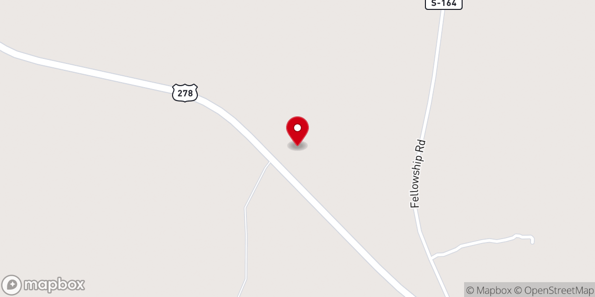 Map showing location of Bell Pond Baptist Church