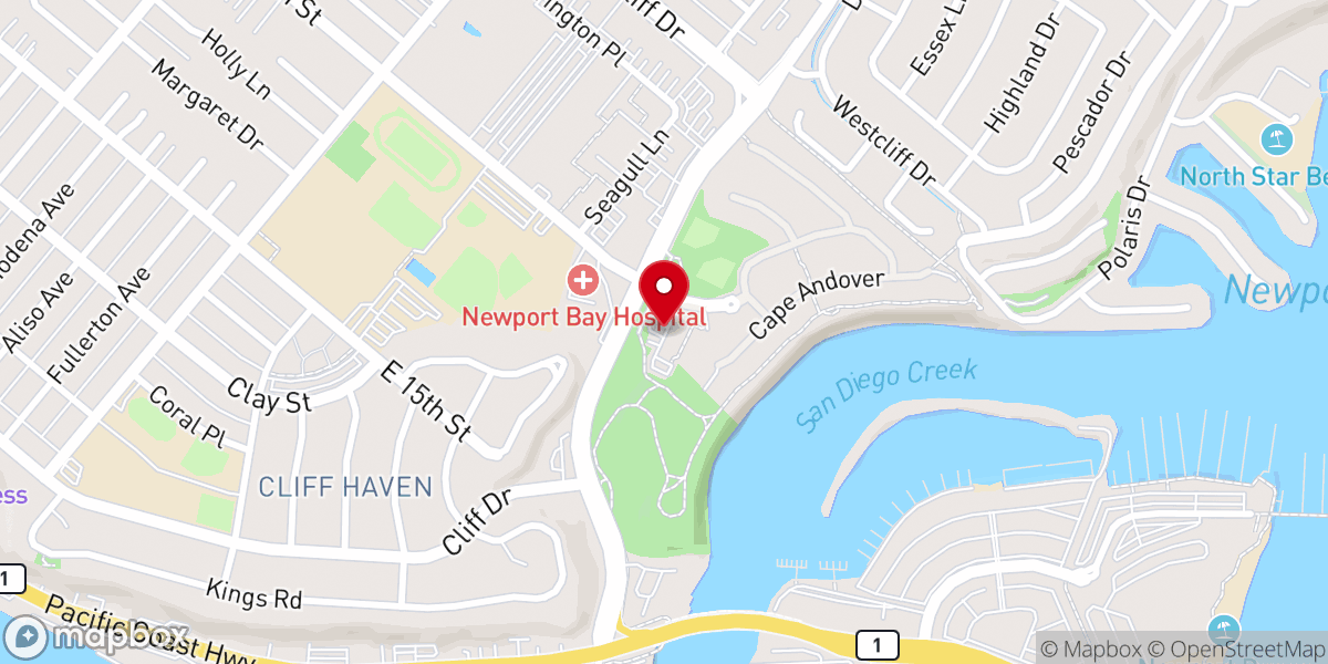 Map showing location of Newport Harbor Lutheran Church