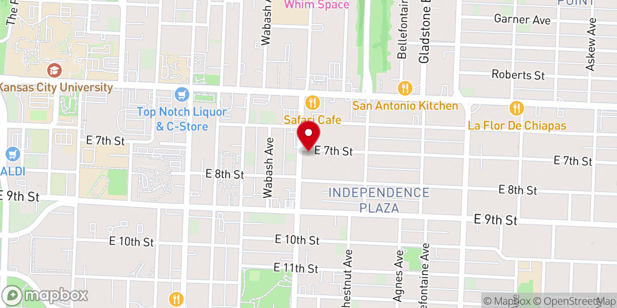 Map showing location of Glad Tidings Chapel