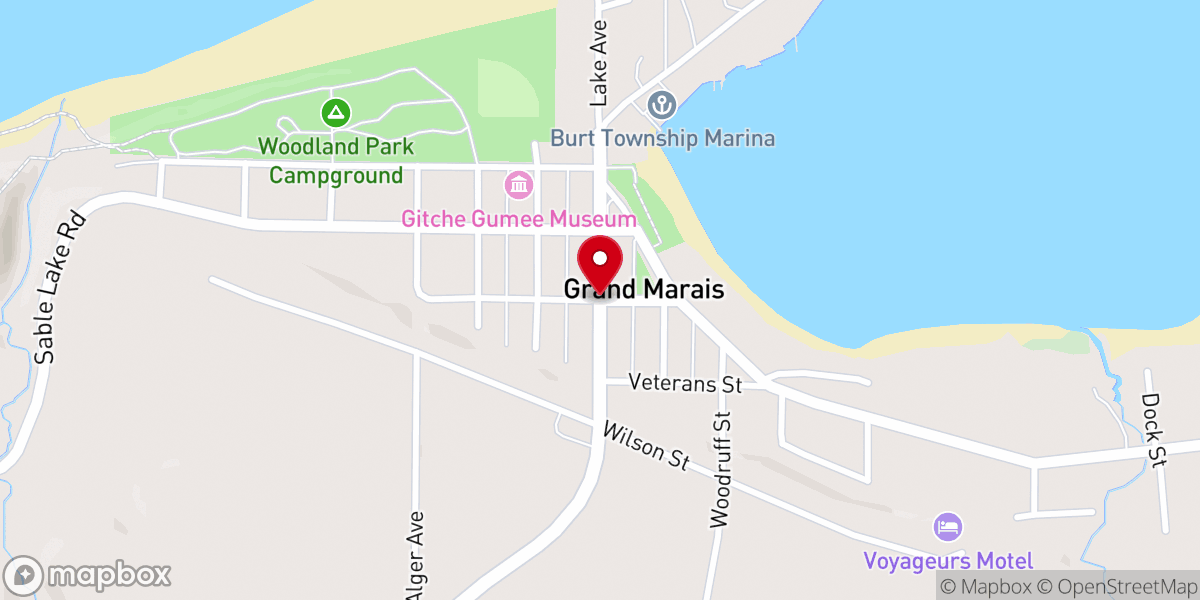 Map showing location of Grand Marais United Methodist Church