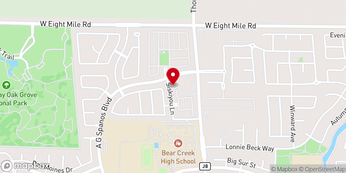 Map showing location of Stockton Korean Baptist Church