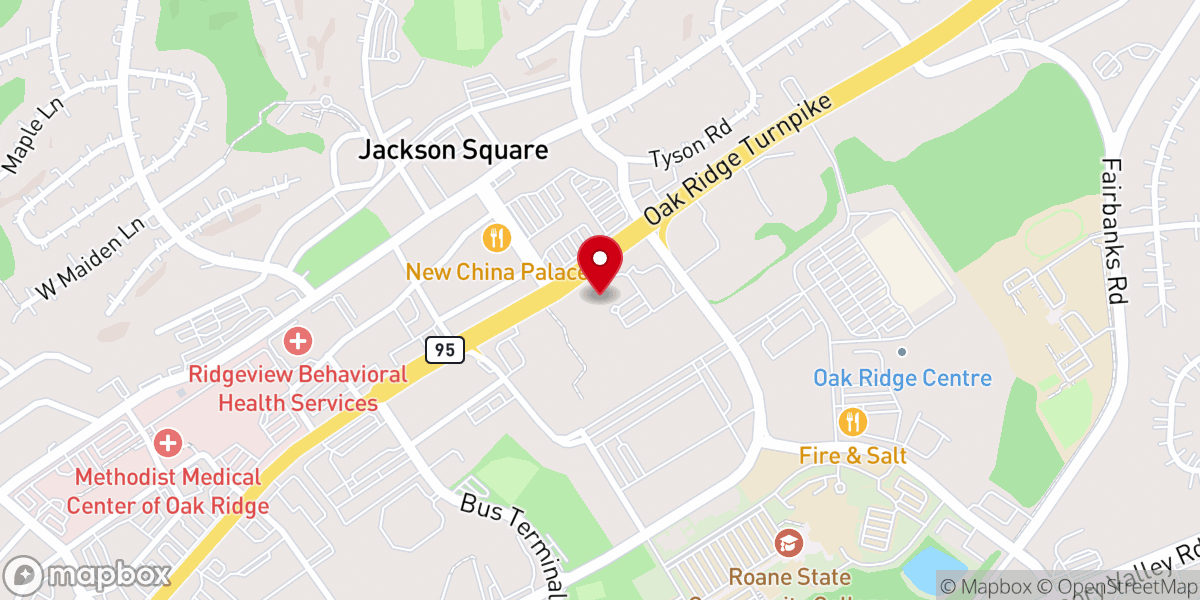 Map showing location of Oak Ridge Unitarian Universalist Church