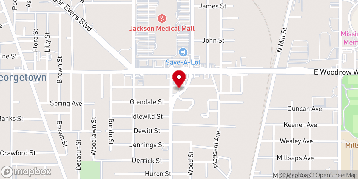Map showing location of New Ebenezer Baptist Church