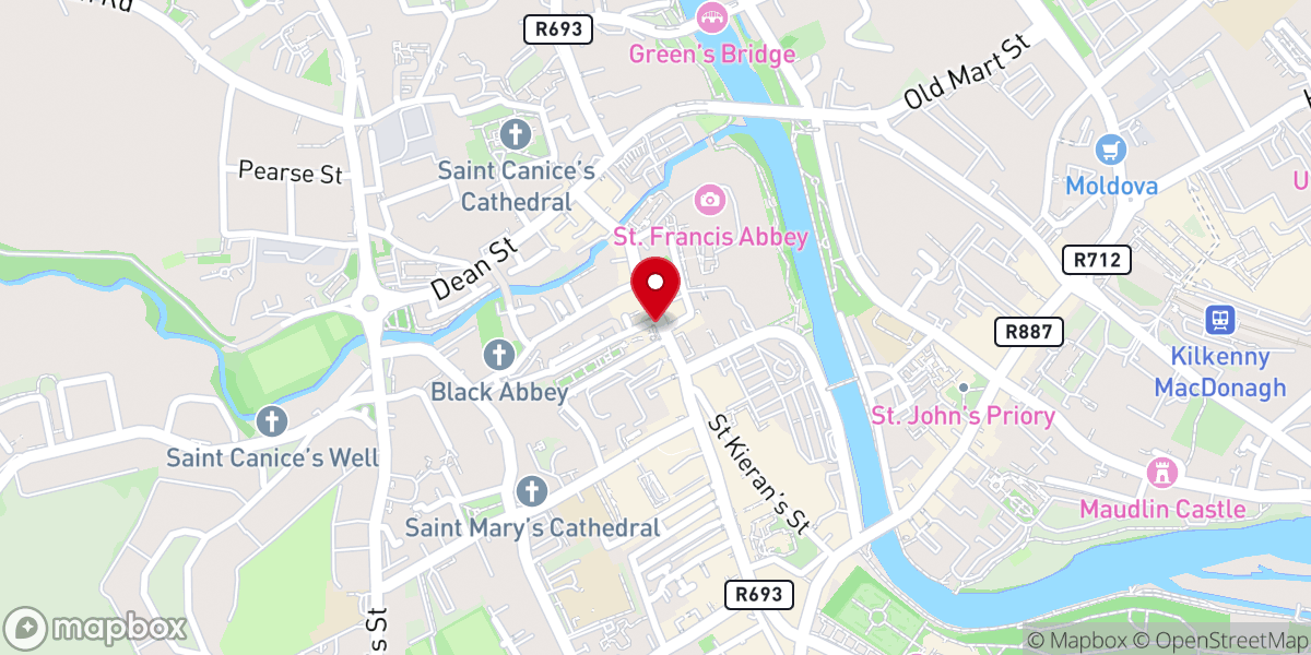 Map showing location of Rothe House & Garden