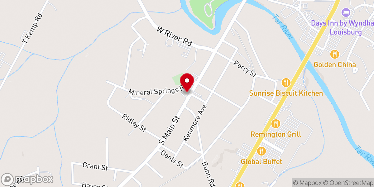 Map showing location of South Main Baptist Church