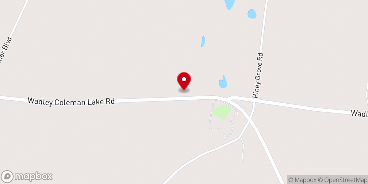 Map showing location of Piney Grove Church