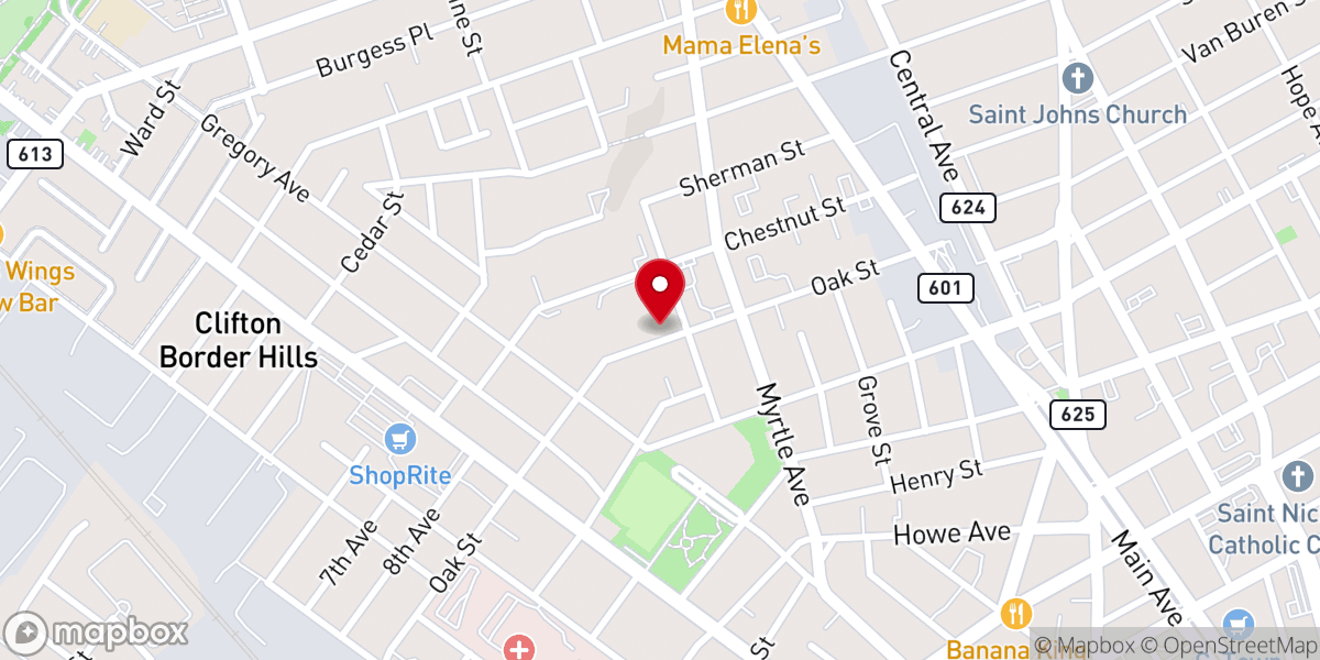 Map showing location of Roger Williams Baptist Church