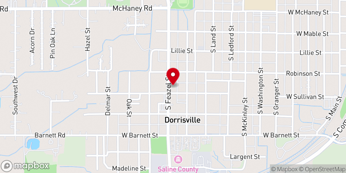 Map showing location of Dorrisville Baptist Church