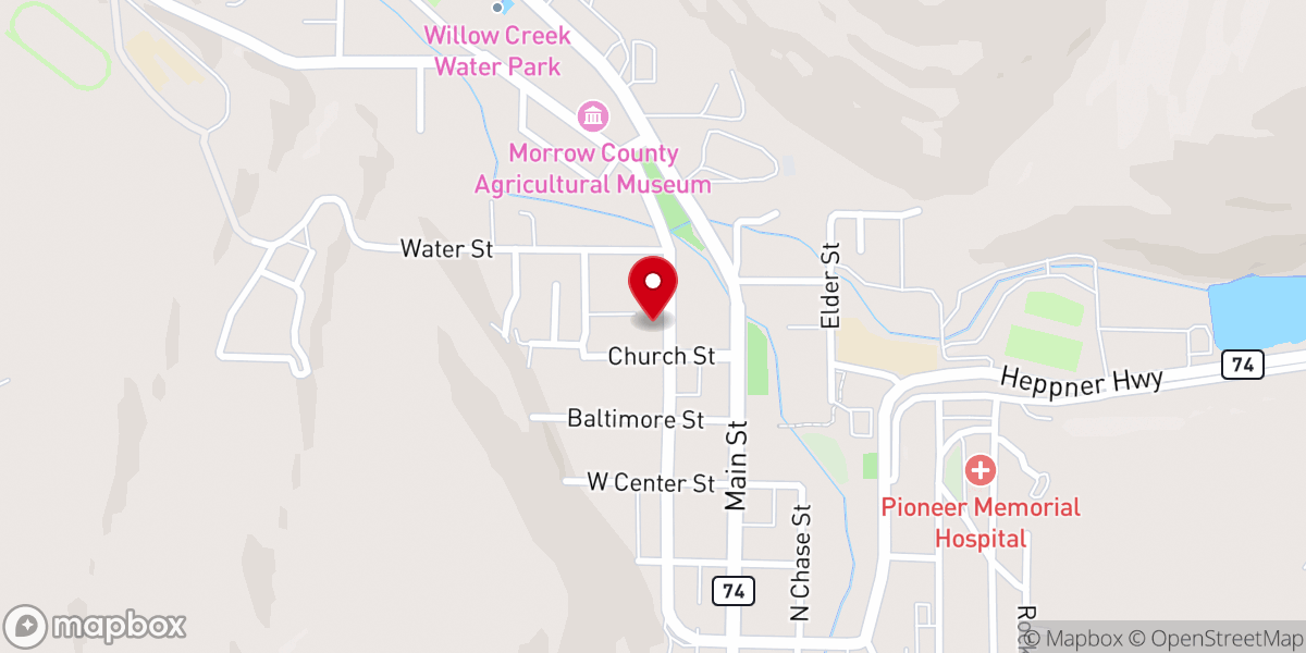 Map showing location of Catholic Church