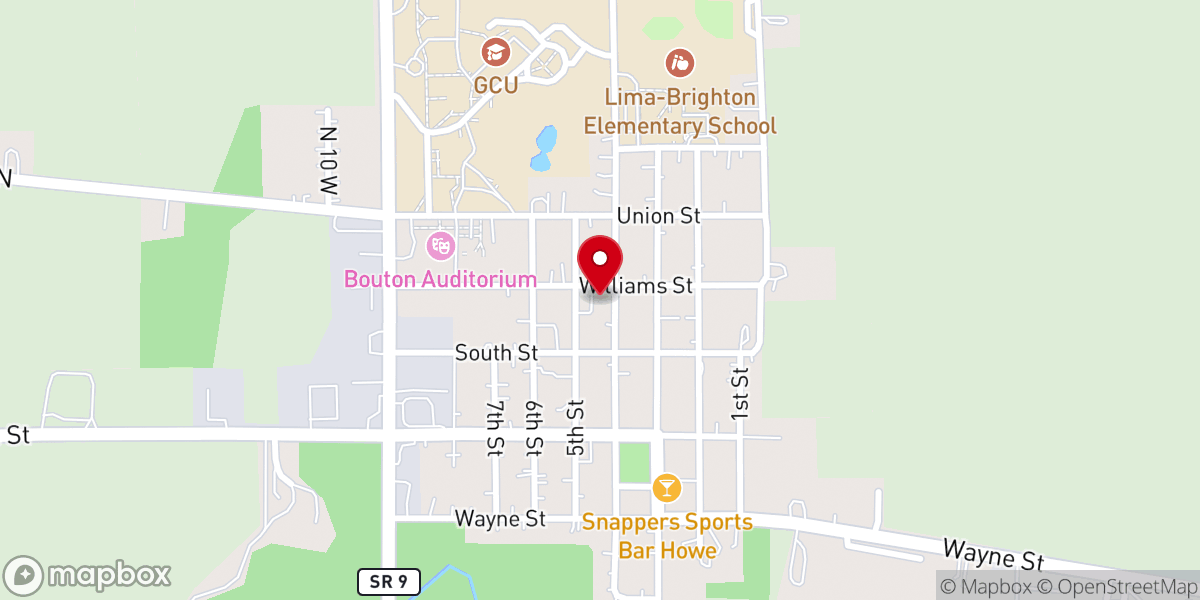 Map showing location of Lima Presbyterian Church