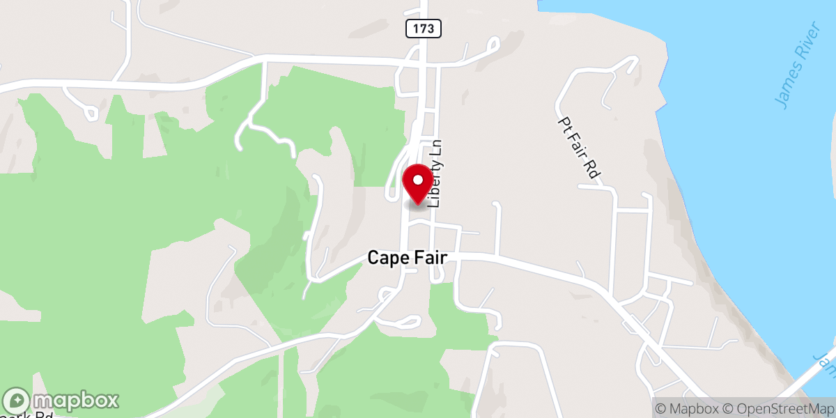 Map showing location of Cape Fair Community Center