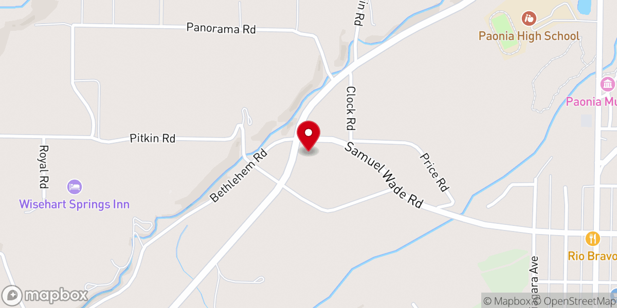 Map showing location of North Fork Baptist Church