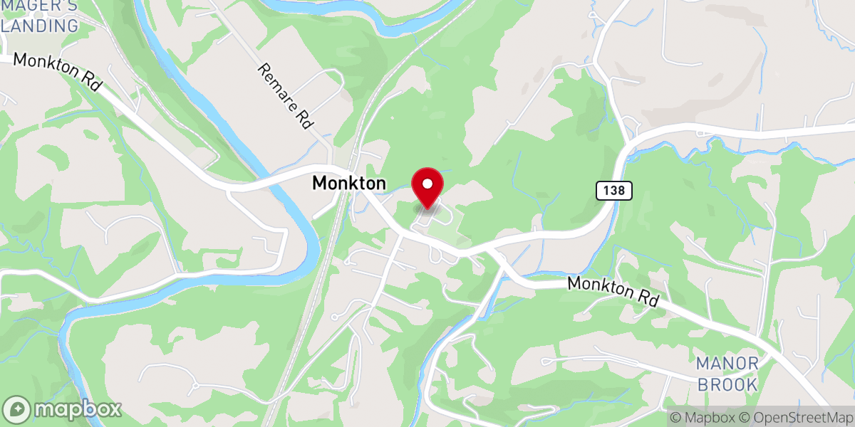 Map showing location of Monkton United Methodist Church